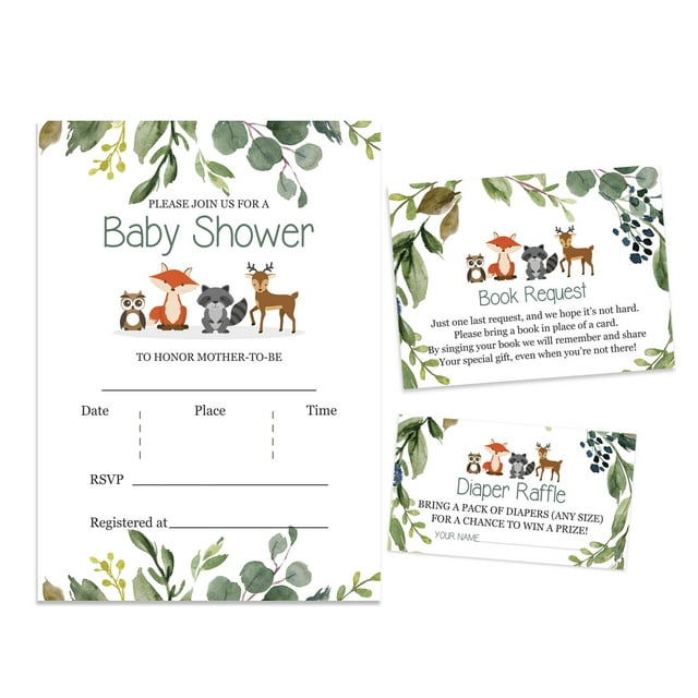 Inkdotpot Set Of 30Jungle Animals Baby Shower Invitations-Diaper Raffle Tickets And Baby Shower Book Request Cards Gender Neutral Invites Its A Boy Its A Girl