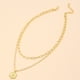 thumbnail image 5 of Colgante de letra de mujer con cadena de clavícula de doble capa, gargantilla geométrica dorada, 5 of 5