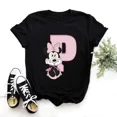thumbnail image 3 of Camisetas de algodón de manga corta de verano para niños, camiseta rosa con letras de Minnie Mouse, fuente ABCDEFG, divertida y bonita para niño y niña, 3 of 5