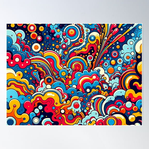 Psychedelic Abstract Colorful Graphic Poster Wall Art, Modern Wall Decor For Living Room Bedroom, 8x12 UNFRAMED