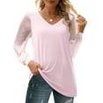 thumbnail image 3 of Maskion Womens Long Sleeve Tops V Neck T Shirts Swiss Dot Puff Sleeve Tops Loose Casual Tshirts,M Pink, 3 of 4