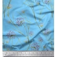 thumbnail image 1 of Soimoi Blue Cotton Jersey Fabric Grass & Wildflower Floral Print Fabric by Yard 58 Inch Wide, 1 of 1