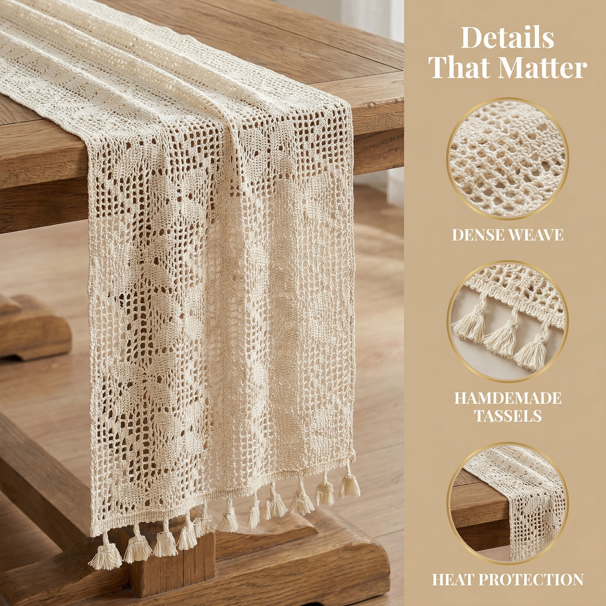 Unique Bargains Long Washable Cotton Kitchen Runner with Tassel Butterfly Flower 63in