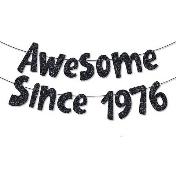 Happy 50th Birthday Party Decorations for Men Women, Pre-Strung Black AWESOME SINCE 1976 Banner Funny 50 Year Old Bday Party Supplies Sign Favor
