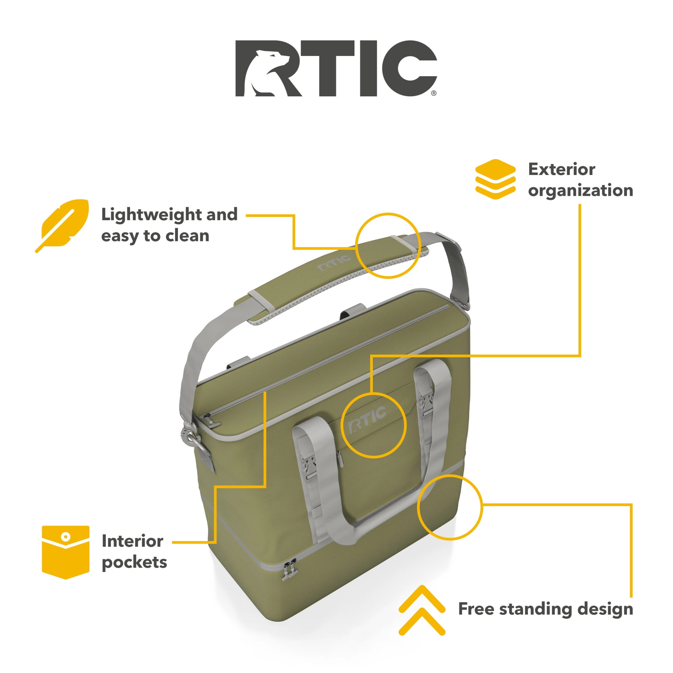 RTIC 24-Can, 25 Ltr, 2-in-1 Chillout Bag, Hybrid Cooler Bag with Cooler Compartment, Olive