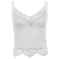 thumbnail image 4 of White Tank Top Women's Sexy Lace Vests Sleeveless Shirt Lace Top Elegant Blouses Woman Spaghetti Straps Tops Y2K Cropped Tops Teenager Girls Fashion Tank Top Camisole Blouse Tops T Xl Yubnlvae, 4 of 4