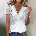 thumbnail image 1 of TaTaai Spring Summer Floral Printed Pullover Top for Women, Casual V Neck Short Sleeve Blouse with Lightweight Loose Fit Design for Daily Wear & Warm Weather Gift, 1 of 5