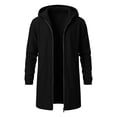 thumbnail image 7 of Men's Long Zip Up Hoodie,Casual Solid Color Winter Warm Hooded Sweatshirt,Athletic Long Jacket with Pockets, 7 of 7