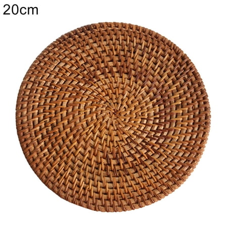 

Gwong Heat Insulation Handmade Rattan Plate Coaster Placemat Mat Kitchen Cup Accessory(20cm)