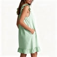 thumbnail image 4 of NominalSnug Womens Cotton Nightgown Square Neck Ruffle Strap Sleeveless Midi Sleep Dress With Pockets Loungewear, 4 of 5