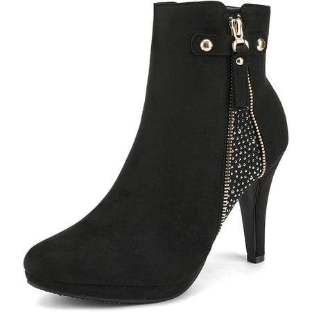 

Dream Pairs Womens Fashion Ankle Boots Stiletto High Heels Zip Up Winter Booties CECILE BLACK Size 7.5