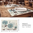 thumbnail image 3 of Placemats 1 Pack, Blue Tulip Woven Placemat, Linen Place Mats for Kitchen/Dining Tables, Vintage Floral Leaves Butterfly Plants Beige Washable Table Mats for Party, 3 of 8