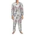 thumbnail image 3 of Naloa Vintage Butterflies Men’s Pajamas Set - Long Sleeve Button Down Sleep Shirt and Pajama Bottoms Sleepwear Set-Medium, 3 of 7