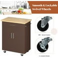 thumbnail image 6 of Wubio 26" Kitchen Island on Wheels with Storage Cabinet Kitchen Cart Cabinet with Shelves, Cart Handle for Towel Rack or Free Mobility, Portable Islands for Kitchen,Brown, 6 of 9