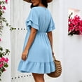 thumbnail image 6 of Karymi Plus SizePolka Dot Ruffle Sleeve Dress, Round Neck Elastic Waist Tiered Flounce Hem Casual A-Line Summer Dress Dresses for Women, 6 of 6