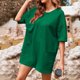 thumbnail image 1 of mfyjkho Mono Deportivo De Gran Tamaño Para Mujer, Con Cuello En La Espalda, Media Manga Corta, Para Usar Tanto Por Delante Como Por Detrás, Pantalones Cortos Casuales Con Bolsillos. S, 1 of 9