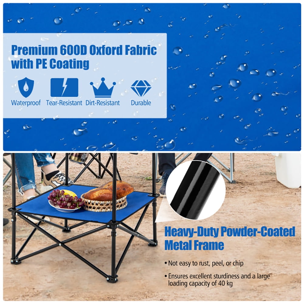 Aimee Lii 2-Tier Portable Picnic Table with Carrying Bag and 4 Cup Holders, Folding Table for Camping and BBQ, Blue Aimee Lii 2-Tier Portable Picnic Table with Carrying Bag and 4 Cup Holders, Folding Table for Camping and BBQ, Blue