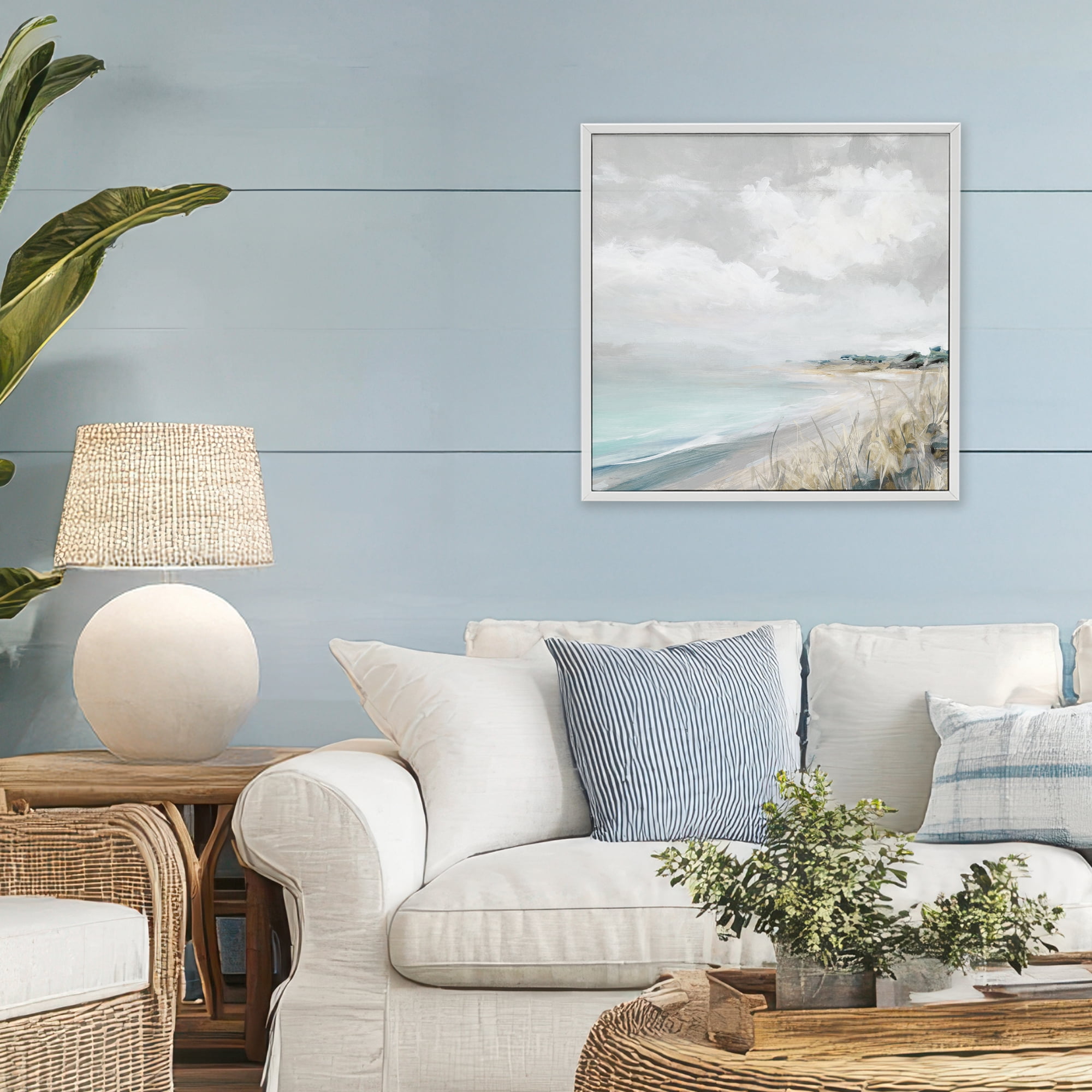 Stupell Industries Coastal Morning By The Dunes White Framed Giclee Art, design by Carol Robinson