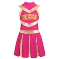 thumbnail image 4 of TiaoBug Girls Cheer Leader Uniform Schoolgirl Dance Dress Stage Performance Cheerleading Outfit Hot Pink 14, 4 of 7