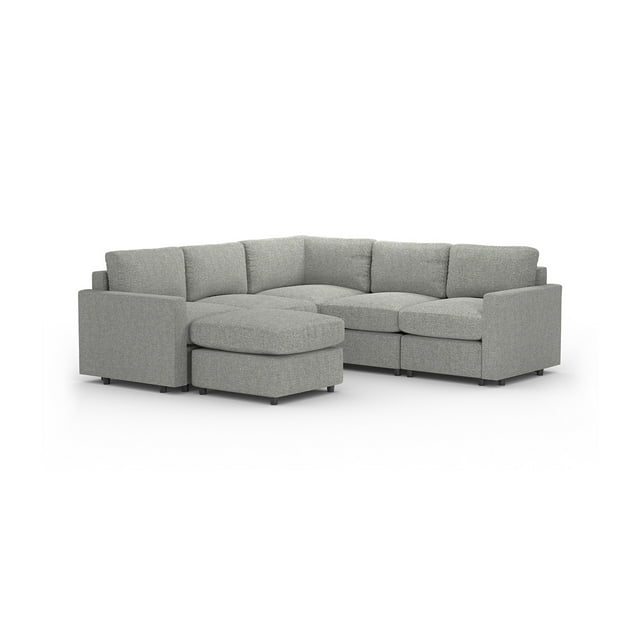 Sala Seccional Modular Esquinera Adapti 5 Plazas + Otomano | Gris Niebla