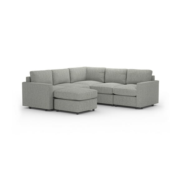 Sala Seccional Modular Esquinera Adapti 5 Plazas + Otomano | Gris Niebla