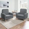 thumbnail image 4 of Naomi Home Frida Mid-Century Modern Accent Chair, Gray Teddy Fleece Upholstered Armchair with Oak Legs, 28.74"D x 30.31"W x 35.04"H, 4 of 10