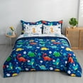 thumbnail image 4 of Wajade Kid Boys Comforter Set 7 Piece Bed in a Bag Bedding Set -3D Blue Dinosaur Wild Park Jungle Print Bedding Set with Comforter, Sheet Set, Pillowcase and Sham, Twin Size, 4 of 6