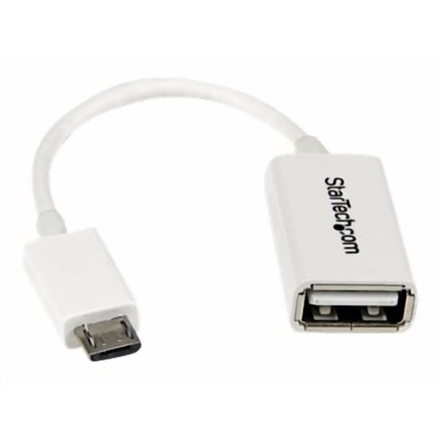 StarTech.com Adaptateur Micro USB vers USB OTG 5 Po Blanc M/F - Micro USB Mâle vers USB A Femelle pour Déplacement - Blanc (UUSBOGW) - Adaptateur USB - USB (F) vers Micro-USB Type B (m) - USB 2.0 OTG - 5 Po - Blanc
