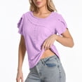thumbnail image 2 of Tamaño Más Suelto Ajuste Camisetas para las Mujeres con Cuello en V de Manga Corta Suelta Camisa Superior, Poliéster, 2 of 4