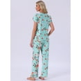 thumbnail image 4 of DARING DIVA Pajamas V Neck Top Drawstring Pants Sleepwear Lounge Sets XL Blue Floral, 4 of 7