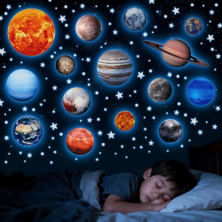 Solar System Wall Decals Glow in The Dark Stars, 780 Pcs Glowing Stars and Planets Stickers for Ceiling, Baby Nursery Planets Wall Stickers for Bedroom, Kids Room Decoration