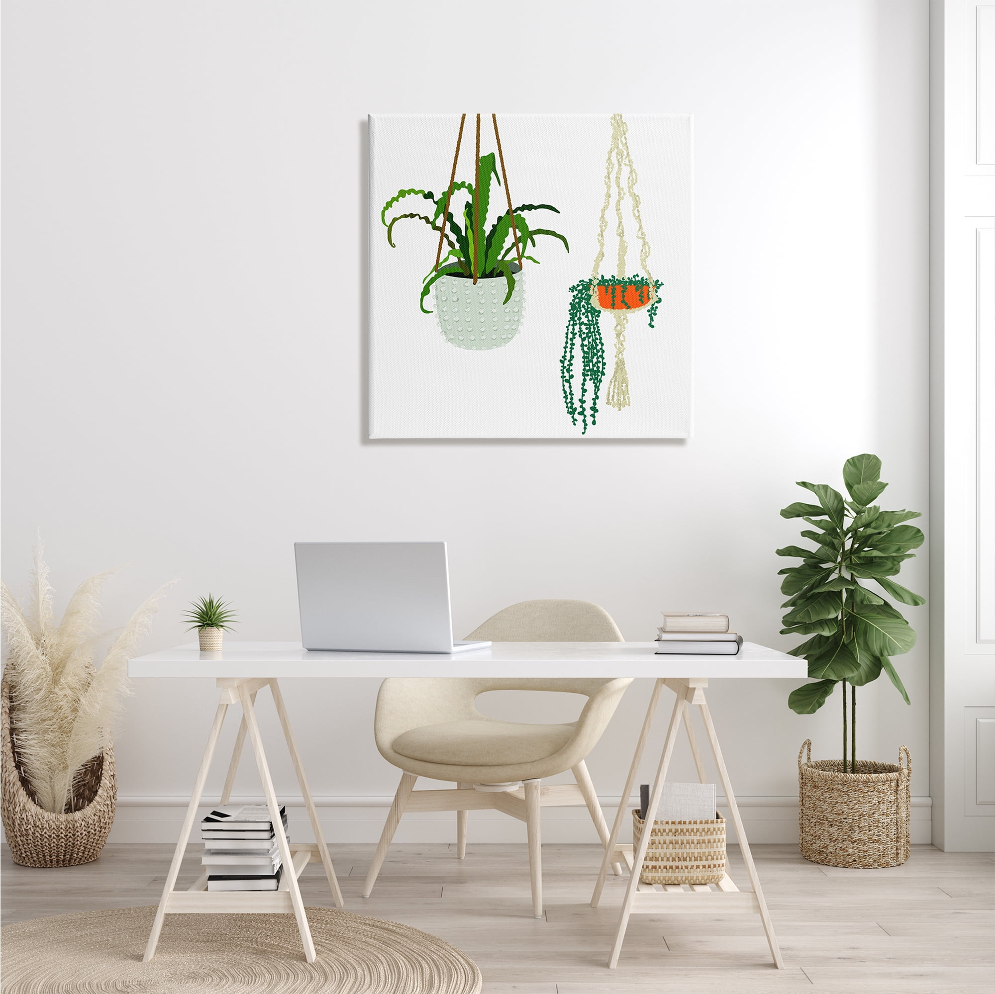 Stupell Industries Chic Indoor Potted Plants Modern Fern Foliage Botanical & Floral Painting Gallery Wrapped Canvas Print Wall Art, 30 x 30