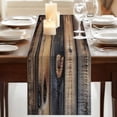 thumbnail image 3 of Black Brown Board 120 Inch Table Runner, Vintage Chic Shabby Wooden Grain Farmhouse Dresser Scarf Cotton & Linen Tablerunner for Dining/Kitchen Island/Holiday Party Décor 13" x 120", 3 of 9