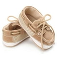 thumbnail image 6 of URMAGIC Toddler Baby Girls Boys Leather Soft Sole Crib Shoes Lace-up Flat Boat Shoe, 6 of 7