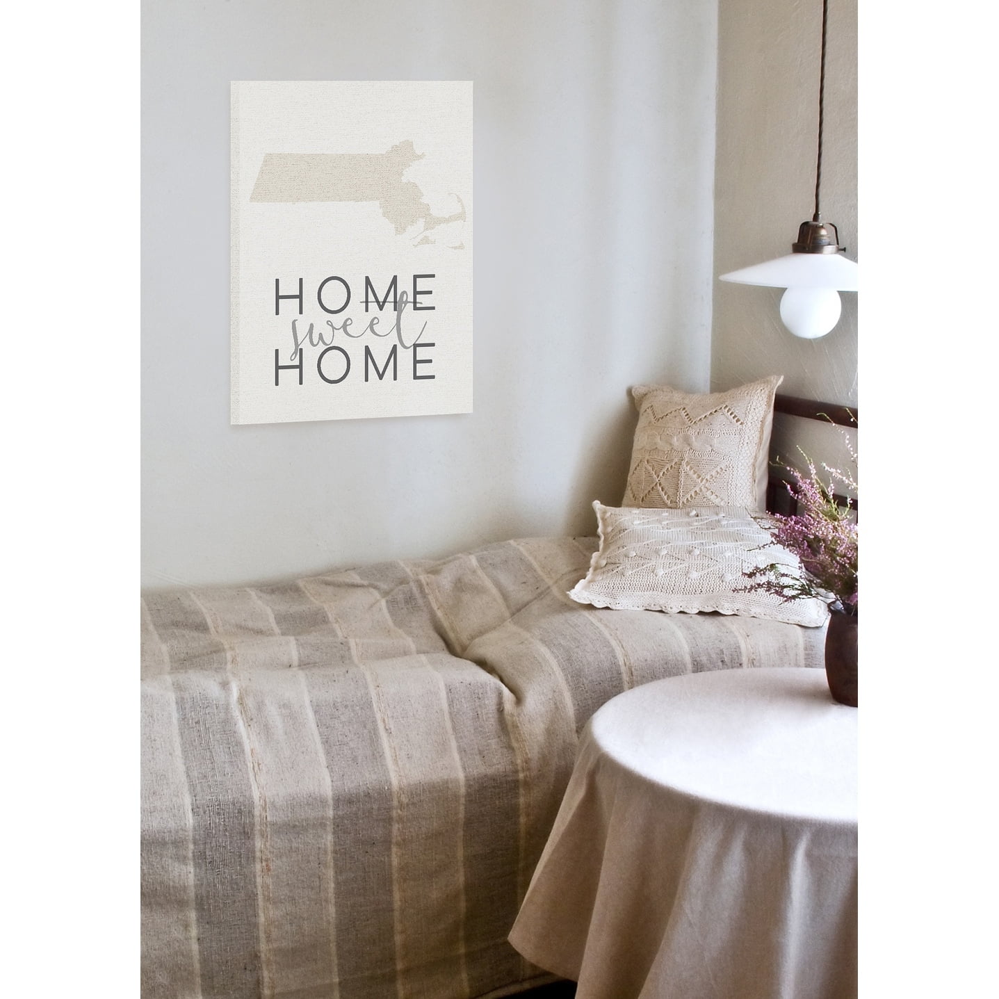 Stupell  Home Sweet Home Massachusetts Typography Stretched Canvas Wall Art 16 x 20