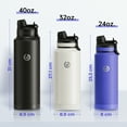 thumbnail image 3 of Insulated Stainless Steel Wide Mouth Water Bottle with Flex Straw Lid and Spout for Sports and Travel, Double-Wall Vacuum Insulation, BPA Free, 32oz, Black, 3 of 7