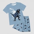 thumbnail image 2 of HCNTES Toddler Baby Boy Spring Clothes Dinosaur Print Short Sleeve T-Shirt Top + Elastic Waist Shorts Set Spring Outfit For 18-24 Months 2t 3t 4t 5t 6t Summer Pjs Children(Z01-Light Blue,7-8 Years), 2 of 4