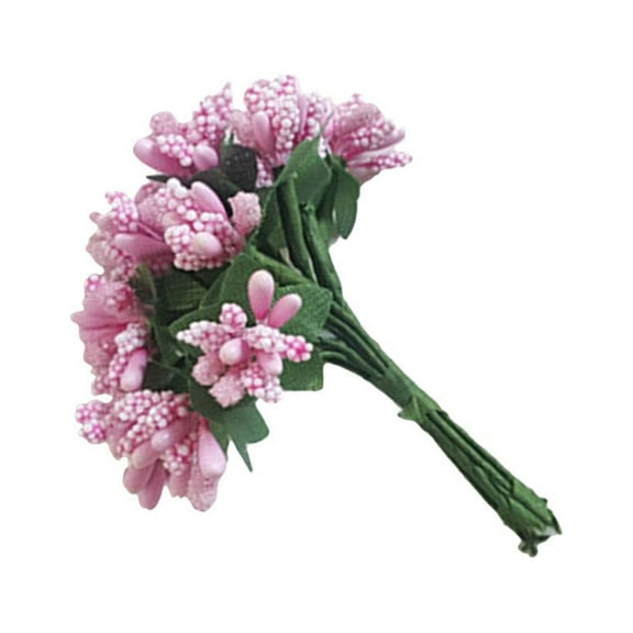 KALLORY 12Pcs Mini Artificial Pip Berry Picks Pink Silk Flower for DIY Wedding Christmas Garland Decoration