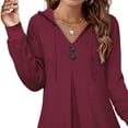 thumbnail image 2 of Sudadera con capucha para mujer, suave, cómoda, informal, holgada, con cuello en V, con capucha, manga larga, camiseta superior, 2 of 6