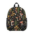 thumbnail image 3 of Mushroom and Cone Black Pattern Backpack for School, Cute School Bag with Adjustable Shoulder Straps and Padded Back, 13.8"x11.4"x6", 3 of 5