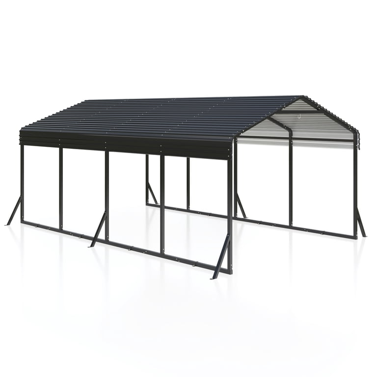 Windy Triangle Frame Car Garage Carport Canopy 12'X20' Heavy Duty Car Port Galvanized Steel ...