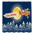 thumbnail image 3 of Ambesonne Christmas Shower Curtain, Santa Claus Airline, 69"Wx75"L, Dark Blue Marigold Red, 3 of 3