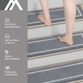 thumbnail image 3 of FloorHug 15pcs 28"X9" Non-Slip Stair Treads,Indoor Carpet Stair Runners Set for Wooden Steps,100% Polyester TPE Backing Stair Rugs Safety Mats for Dogs, Kids & Elders,Square Pattern,Grey, 3 of 8