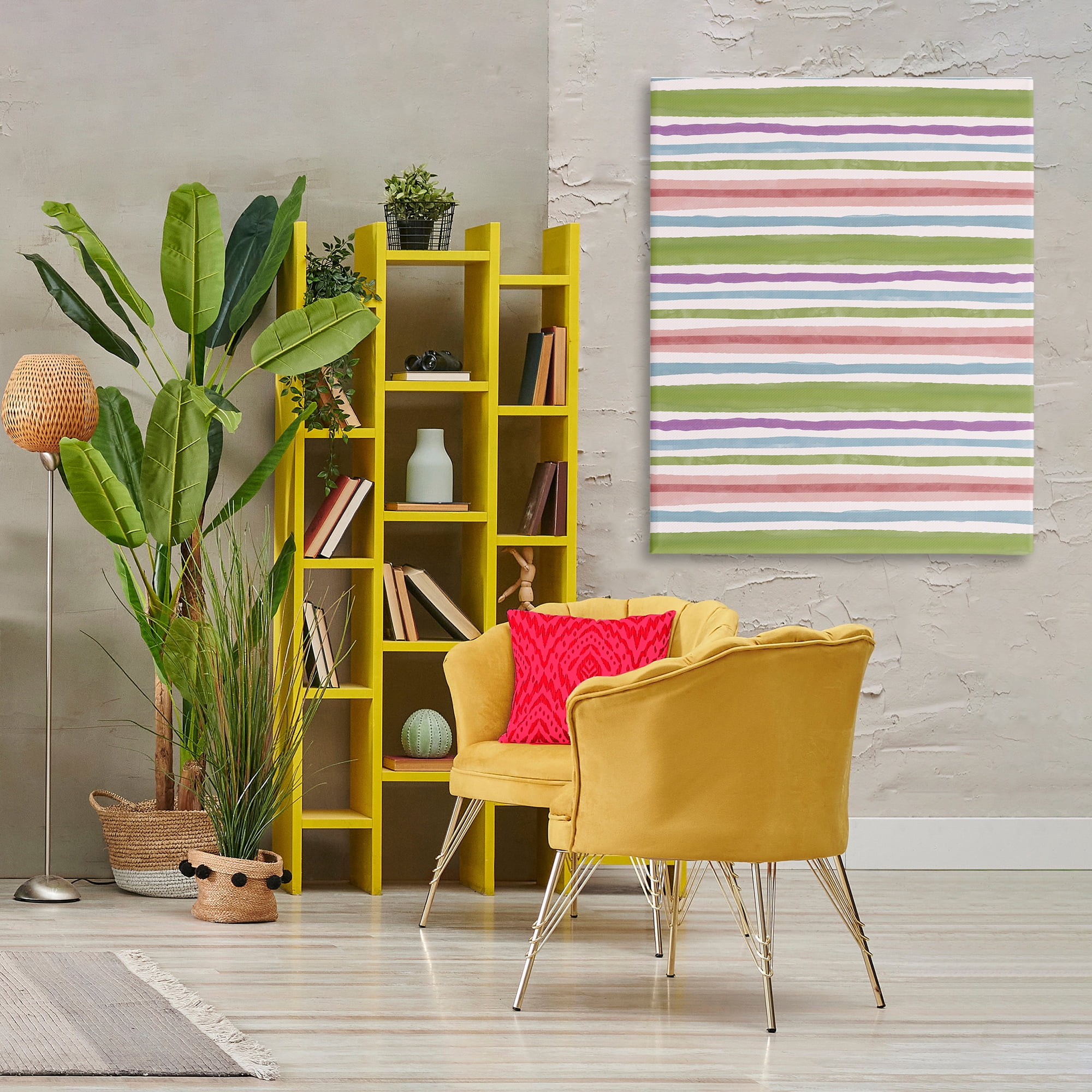 Stupell Industries Fun Stripes Pattern Abstract Painting Wrapped Canvas Art Print Wall Art, 36 x 48