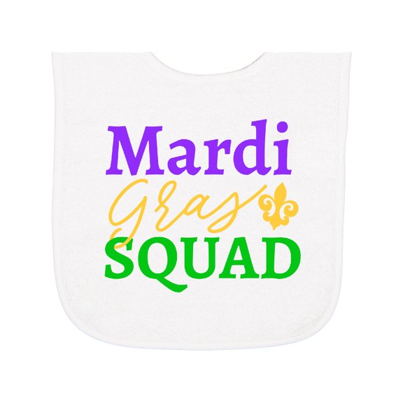 Inktastic Mardi Gras Squad with Fleur Di Lis Baby Terry Cloth Bib