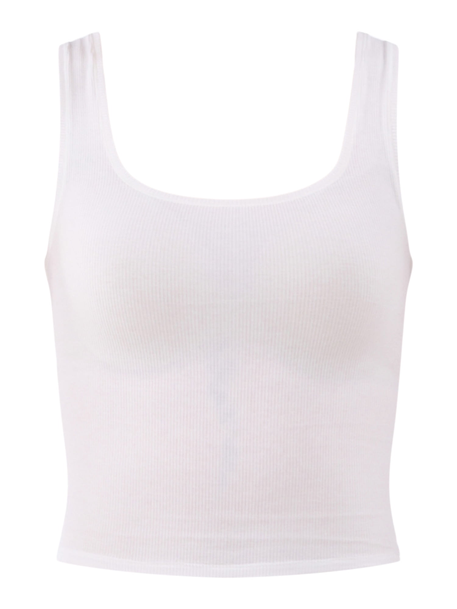No Boundaries Cotton Stretch Ribbed Cropped Tank Top, Women's XS-XXXL