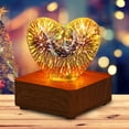 thumbnail image 1 of Lámpara Atmósfera Forma de corazón Luz Base de madera maciza Vidrio 3D Enchufe USB para dormir Ehuebsd Para estrenar, 1 of 9