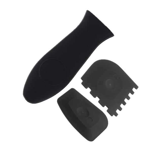 Billuyoard Protector de mango de 3 piezas, raspador de plástico antideformación con aislamiento térmico, vajilla de cocina resistente al Herramientas y accesorios para hornear Negro