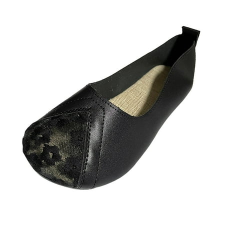 

Alueeu ladies shoes casual Mesh Flower Women Casual Shoes Breathable Hollow Mesh Round Toe Flat Shoes Black 38