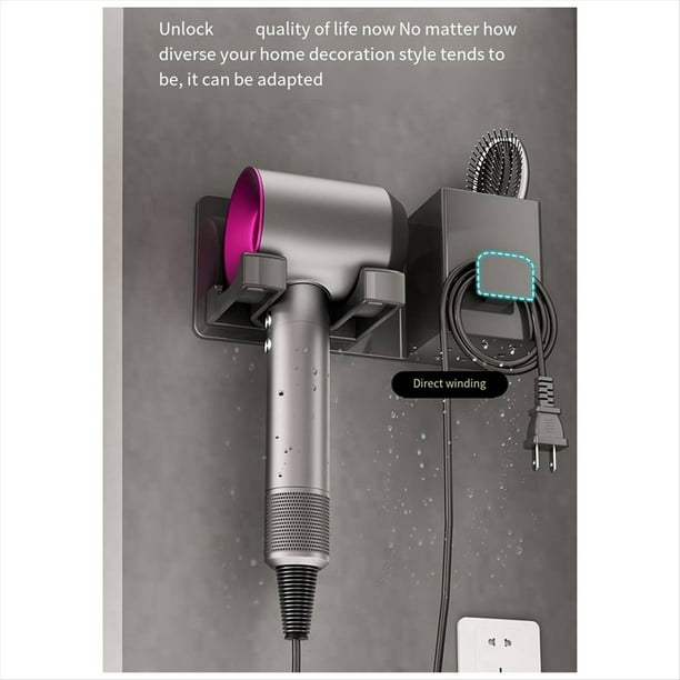 Adecuado para Secador de Pelo Soporte Estante de Almacenamiento Sin Perforar BañO Inodoro Secador de Pelo Colgante Estante de Almacenamiento